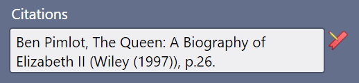 Creating a citation using the citation editor for a person.