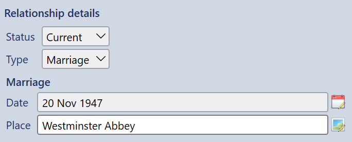 Editing relationship details